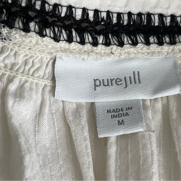 J. Jill Pure Jill Embroidered Peasant White Top Women’s Size M 3/4 Sleeves - Picture 8 of 9